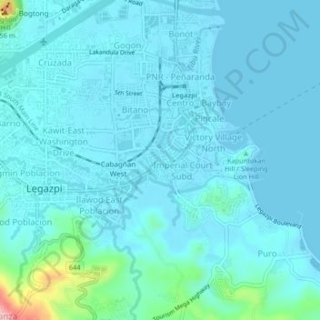 Mapa topográfico Cabagñan East, altitude, relevo