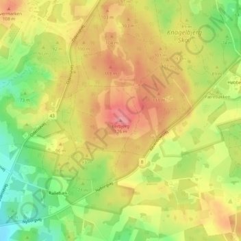 Mapa topográfico Lerbjerg, altitude, relevo