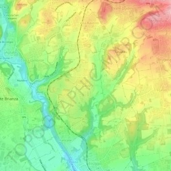 Mapa topográfico Calò, altitude, relevo