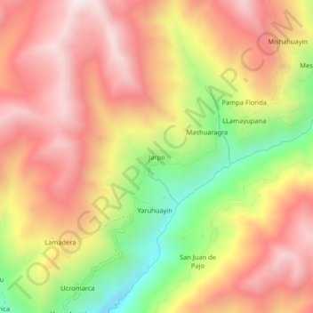 Mapa topográfico Jarpo, altitude, relevo