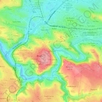 Mapa topográfico Les Besses, altitude, relevo