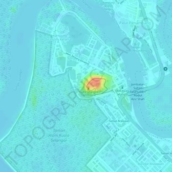 Mapa topográfico Bukit Melawati Viewpoint, altitude, relevo