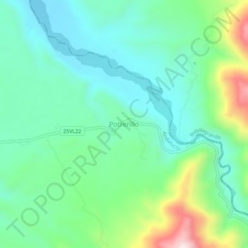 Mapa topográfico Potrerillo, altitude, relevo