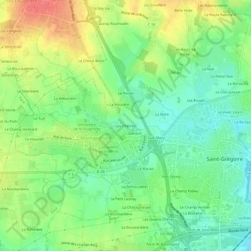 Mapa topográfico Les Chèvres, altitude, relevo