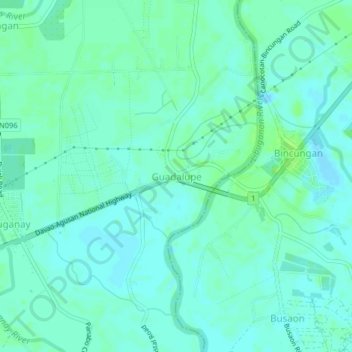 Mapa topográfico Guadalupe, altitude, relevo