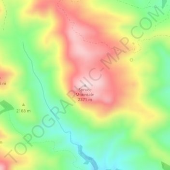 Mapa topográfico Spruce Mountain, altitude, relevo