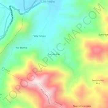 Mapa topográfico San Andres, altitude, relevo