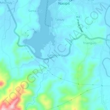 Mapa topográfico Camagong, altitude, relevo