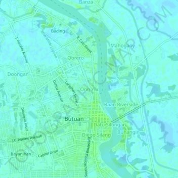 Mapa topográfico Ong Yiu, altitude, relevo