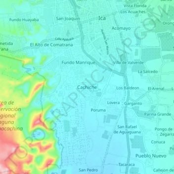 Mapa topográfico Cachiche, altitude, relevo
