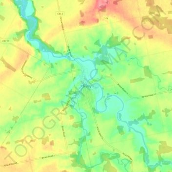 Mapa topográfico Paisley, altitude, relevo