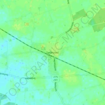 Mapa topográfico Søllested, altitude, relevo
