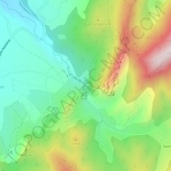 Mapa topográfico Combe d'Oyans, altitude, relevo