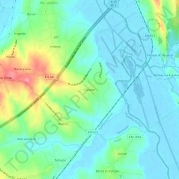 Mapa topográfico Calvete, altitude, relevo