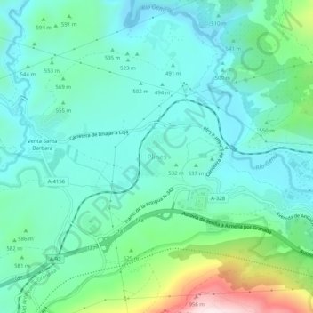 Mapa topográfico Plines, altitude, relevo