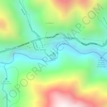 Mapa topográfico Pailón del diablo, altitude, relevo