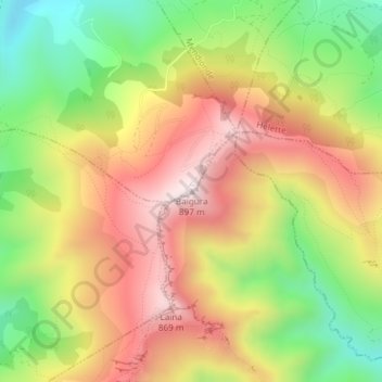Mapa topográfico Baigura, altitude, relevo