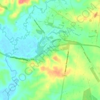 Mapa topográfico Meeniyan, altitude, relevo