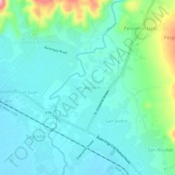 Mapa topográfico San Agustin, altitude, relevo