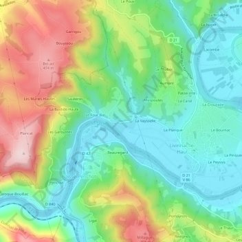 Mapa topográfico Le Four Haut, altitude, relevo