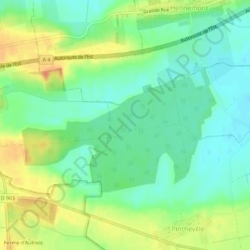 Mapa topográfico Herbillon, altitude, relevo