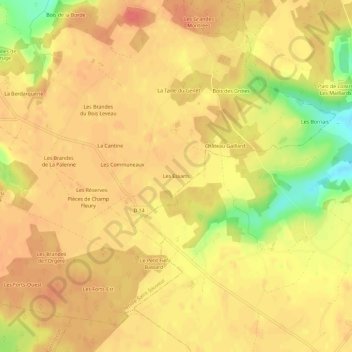 Mapa topográfico Les Essarts, altitude, relevo