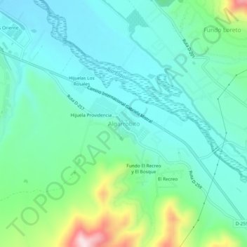 Mapa topográfico Algarrobito, altitude, relevo