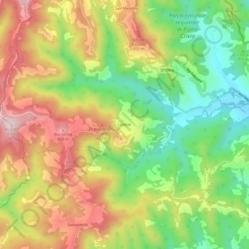 Mapa topográfico Lodisio, altitude, relevo