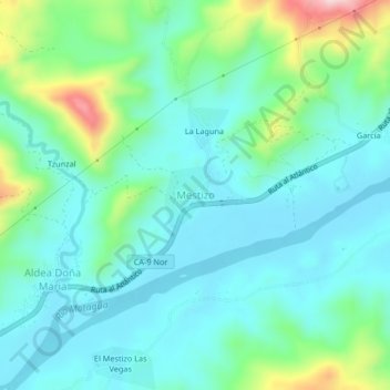 Mapa topográfico Mestizo, altitude, relevo