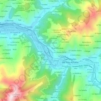 Mapa topográfico Samartín, altitude, relevo