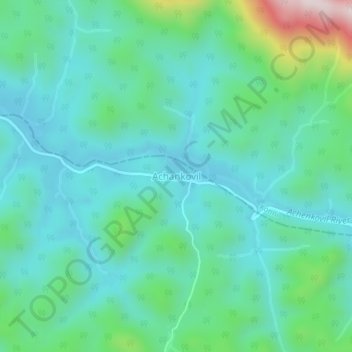 Mapa topográfico Achankovil, altitude, relevo