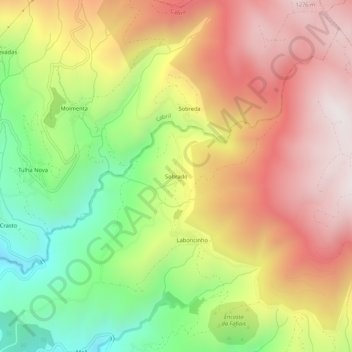 Mapa topográfico Sobrado, altitude, relevo