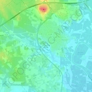 Mapa topográfico Le Pioch de Rouire, altitude, relevo