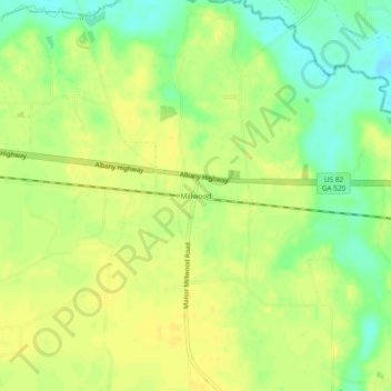 Mapa topográfico Millwood, altitude, relevo