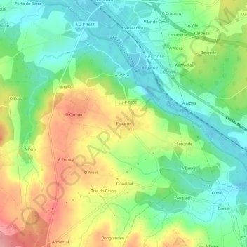 Mapa topográfico Esportel, altitude, relevo