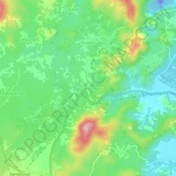 Mapa topográfico Bugas-bugas, altitude, relevo