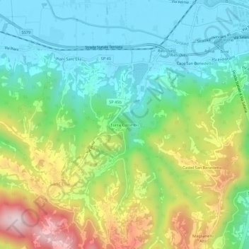 Mapa topográfico Fonte Colombo, altitude, relevo