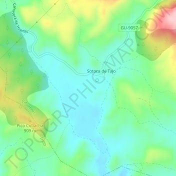 Mapa topográfico Atravesada, altitude, relevo