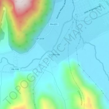 Mapa topográfico La Florida, altitude, relevo