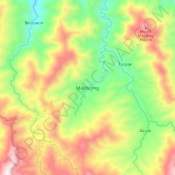 Mapa topográfico Malibcong, altitude, relevo