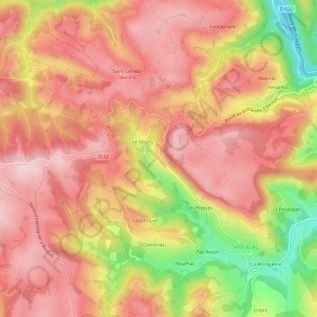 Mapa topográfico Montmeja, altitude, relevo