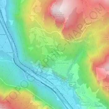 Mapa topográfico Le Noiret, altitude, relevo