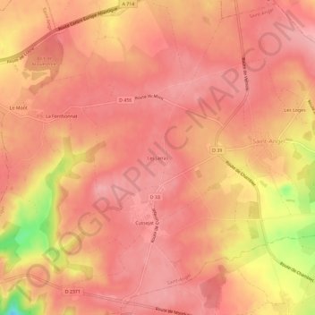 Mapa topográfico Les Jarras, altitude, relevo