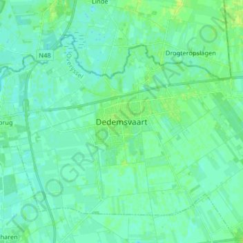 Mapa topográfico Dedemsvaart, altitude, relevo