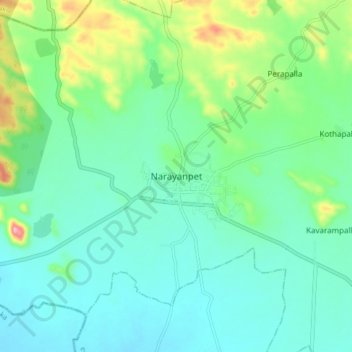 Mapa topográfico Narayanpet, altitude, relevo