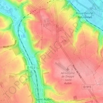 Mapa topográfico Les Vertus, altitude, relevo