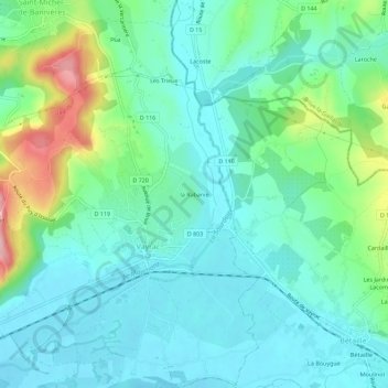 Mapa topográfico la Rabanie, altitude, relevo