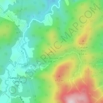 Mapa topográfico Morro do Serrote, altitude, relevo