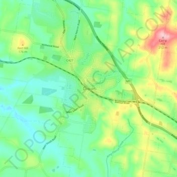 Mapa topográfico Drouin, altitude, relevo