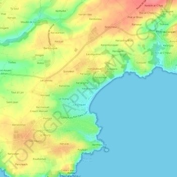 Mapa topográfico Kerdivizien, altitude, relevo